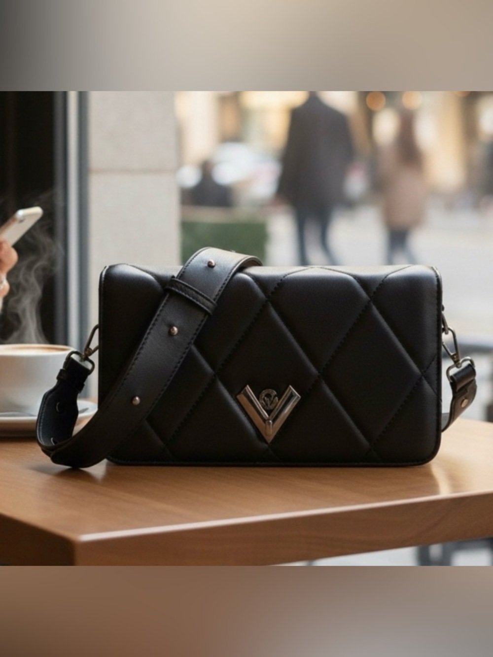 Valentino Orlando Quilted Crossbody Bag in Black Gunmetal